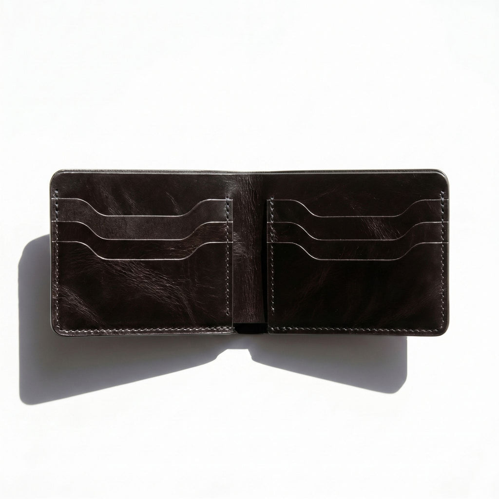 Midnight Obsidian Bifold | Black Genuine Leather Wallet Men