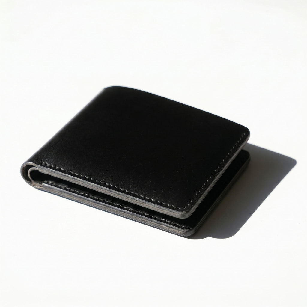 Midnight Obsidian Bifold | Black Genuine Leather Wallet Men
