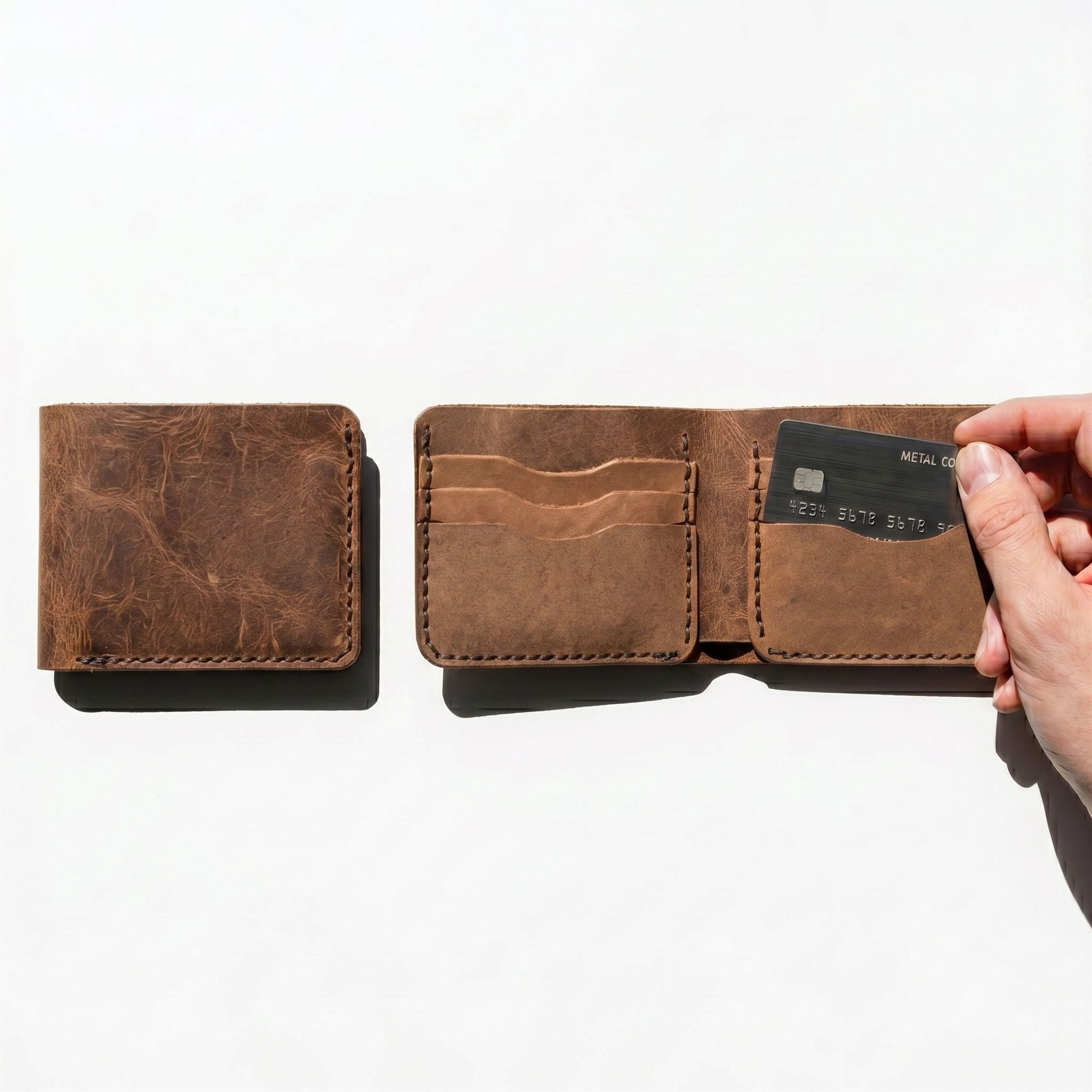 Russet Vintage Bifold | Brown Full Grain Leather Wallet Men