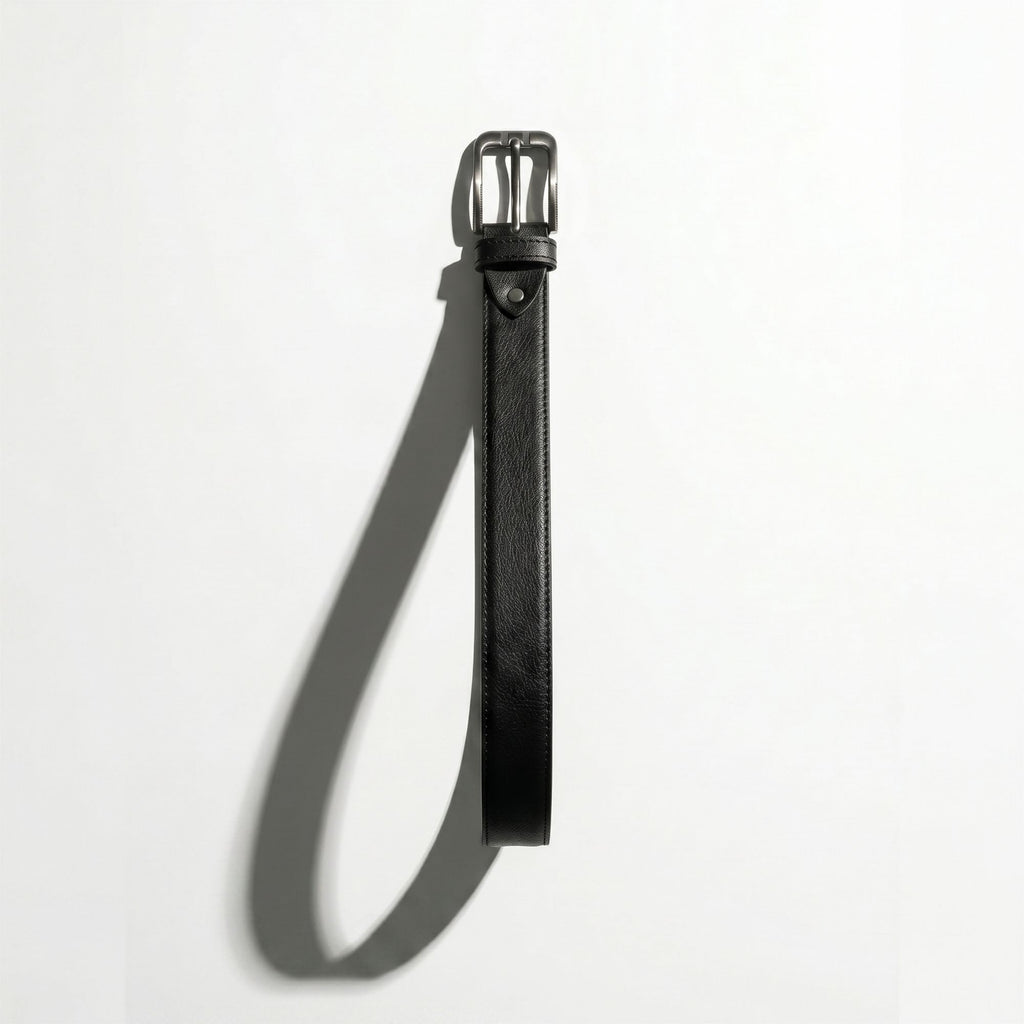 Raven Genuine Leather Belt for Men | Full Grain Black Leather | Brushed Silver Buckle | Sizes 34–44