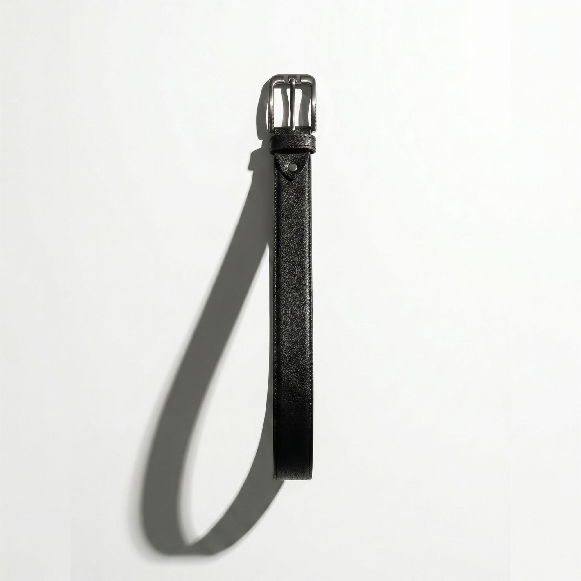 Raven Genuine Leather Belt for Men | Full Grain Black Leather | Brushed Silver Buckle | Sizes 34–44