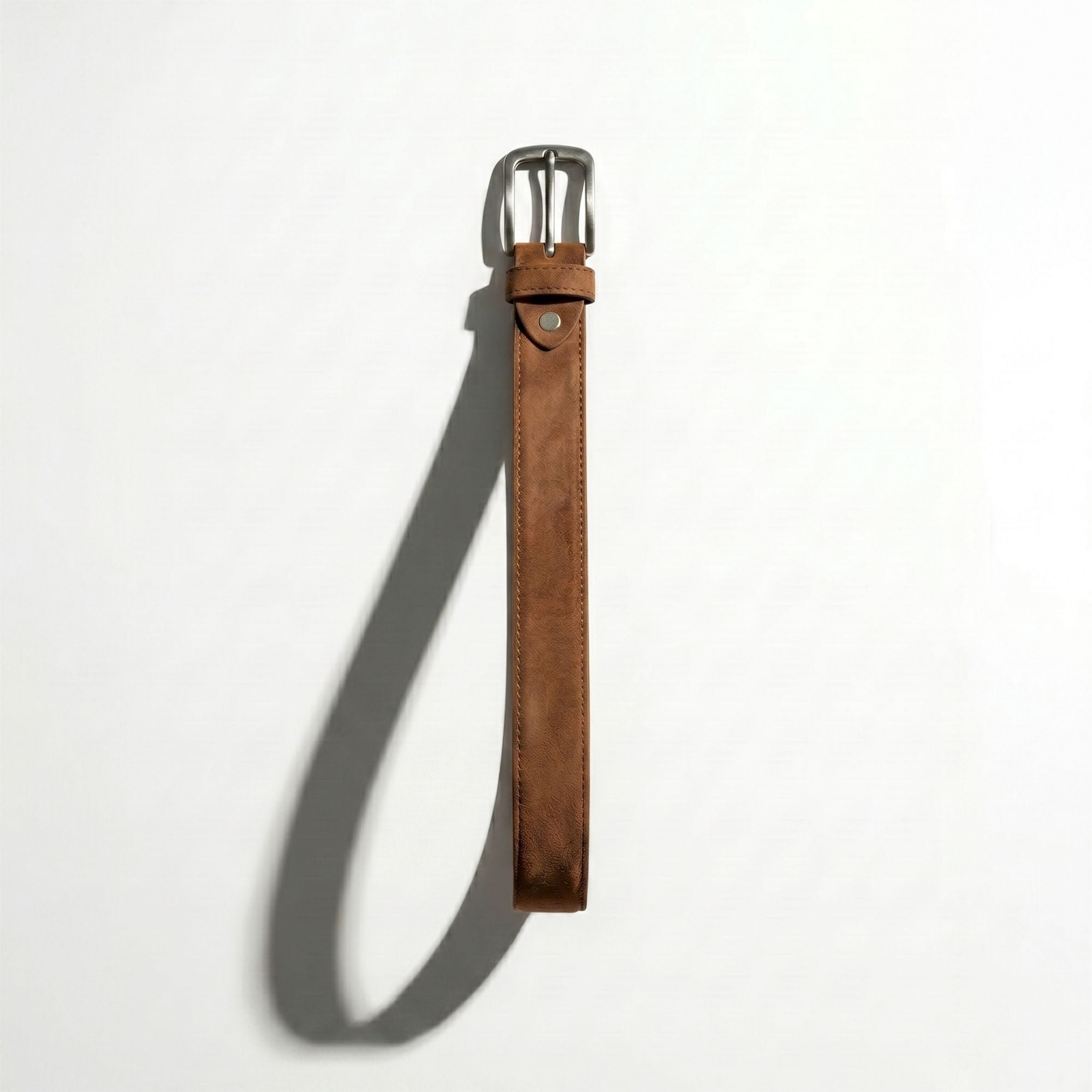 Havana Genuine Nubuck Leather Belt for Men | Rich Dark Tan | Top Grain | Silver Buckle | Sizes 34–44