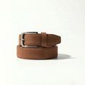 Havana Genuine Nubuck Leather Belt for Men | Rich Dark Tan | Top Grain | Silver Buckle | Sizes 34–44