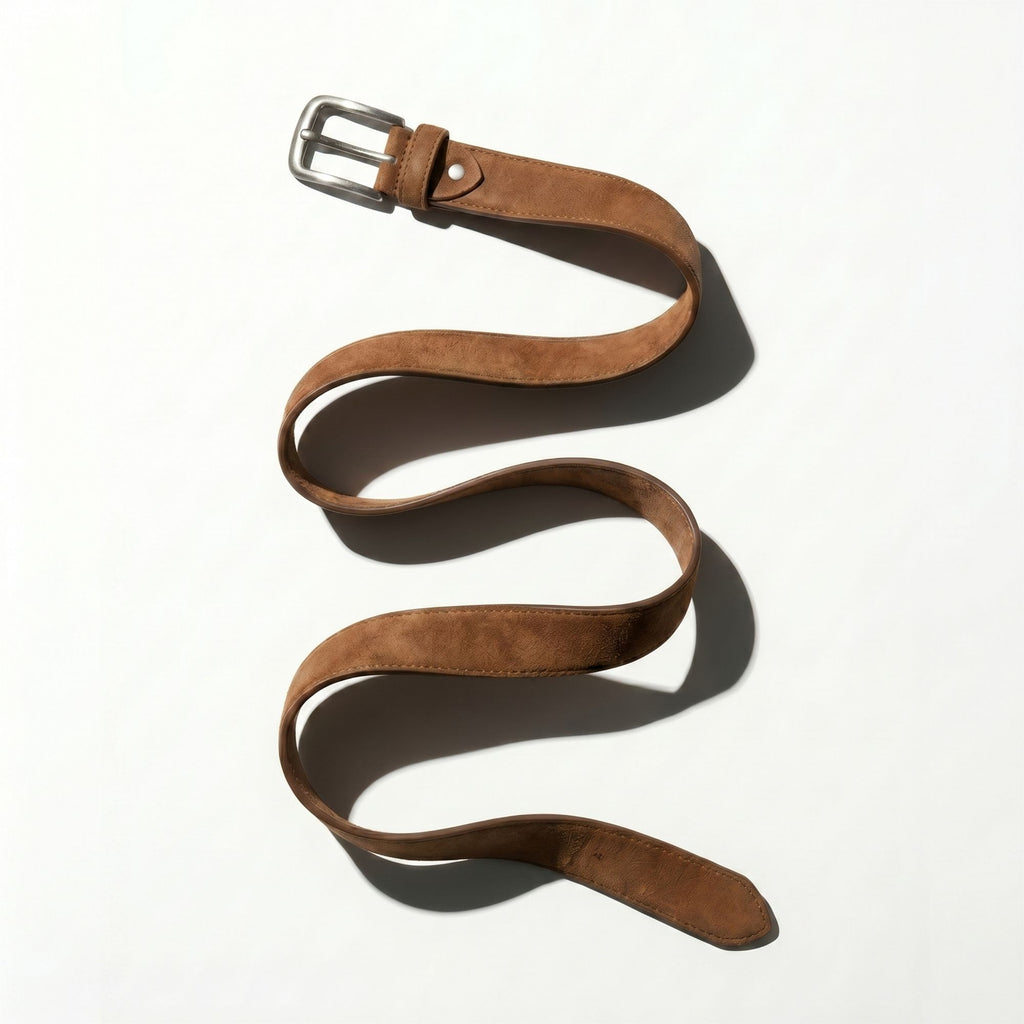 Havana Genuine Nubuck Leather Belt for Men | Rich Dark Tan | Top Grain | Silver Buckle | Sizes 34–44
