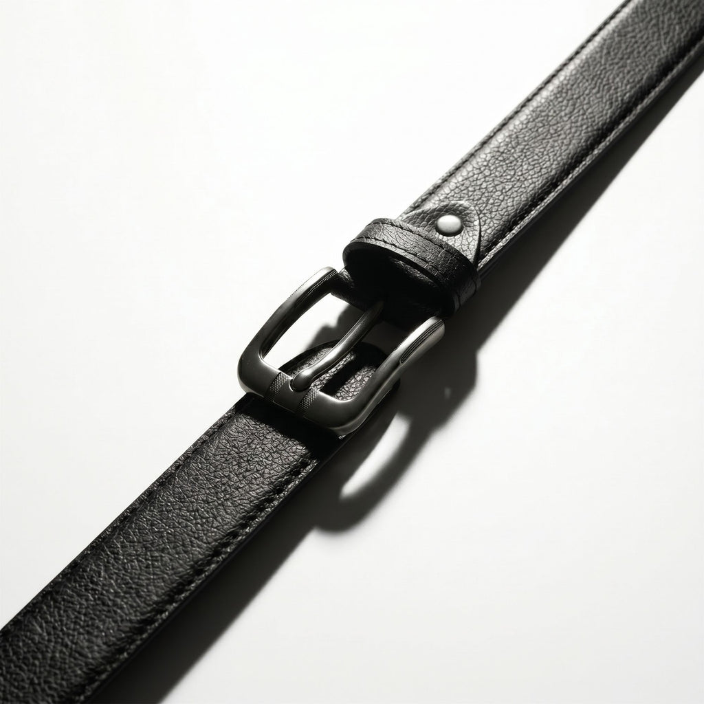 Raven Genuine Leather Belt for Men | Full Grain Black Leather | Brushed Silver Buckle | Sizes 34–44