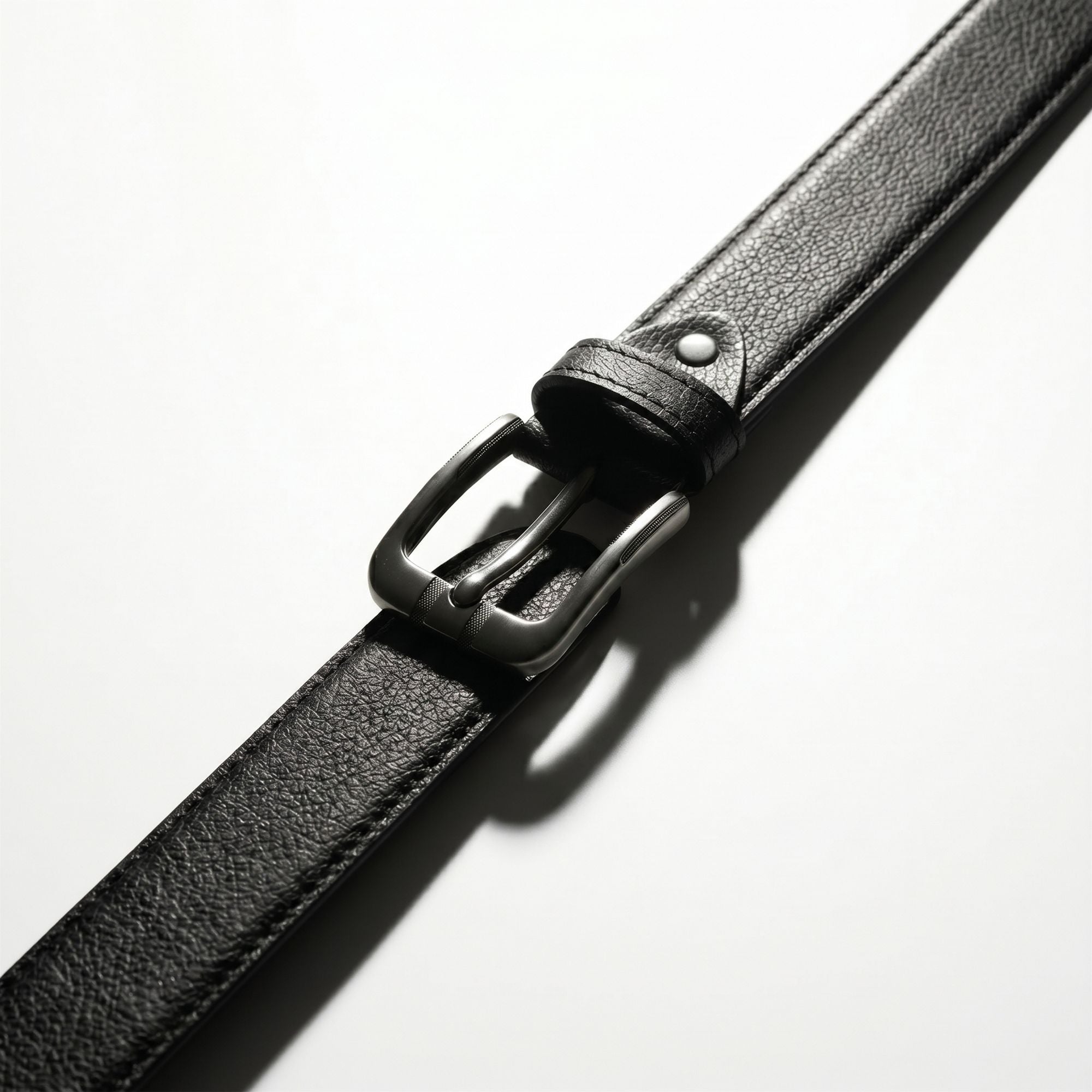 Raven Genuine Leather Belt for Men | Full Grain Black Leather | Brushed Silver Buckle | Sizes 34–44