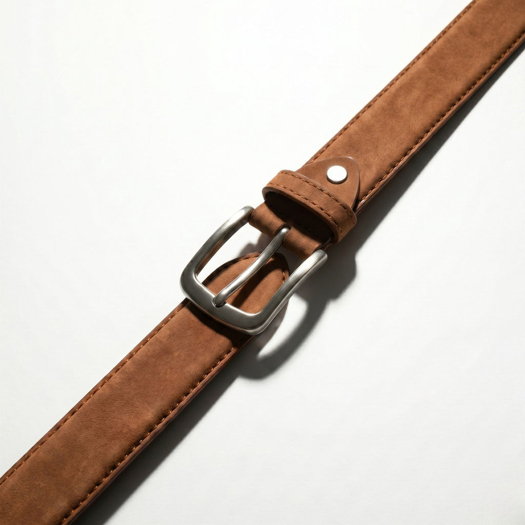 Havana Genuine Nubuck Leather Belt for Men | Rich Dark Tan | Top Grain | Silver Buckle | Sizes 34–44
